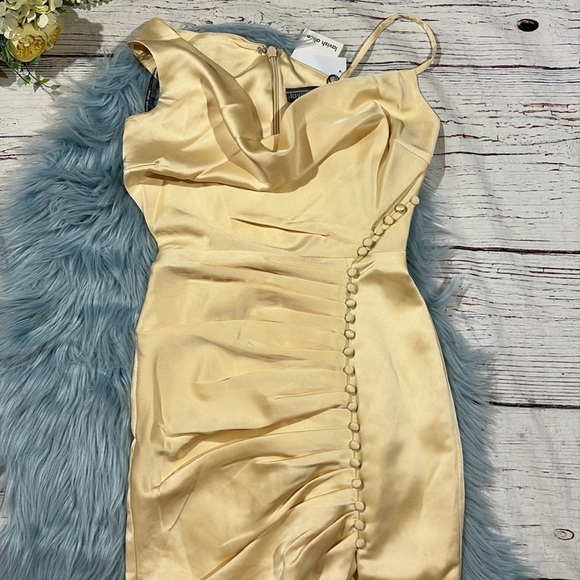 NWT Lavish Alice Satin Cowl Neck Side Slit Bodycon Dress - Picture 8 of 9